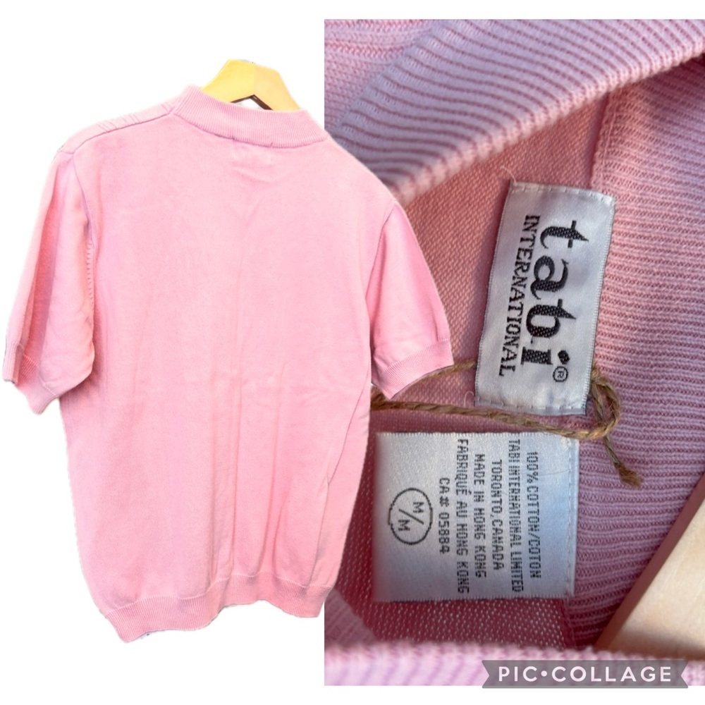 Precious Vintage Pink Short Sleeve Sweater - Picture 2 of 2